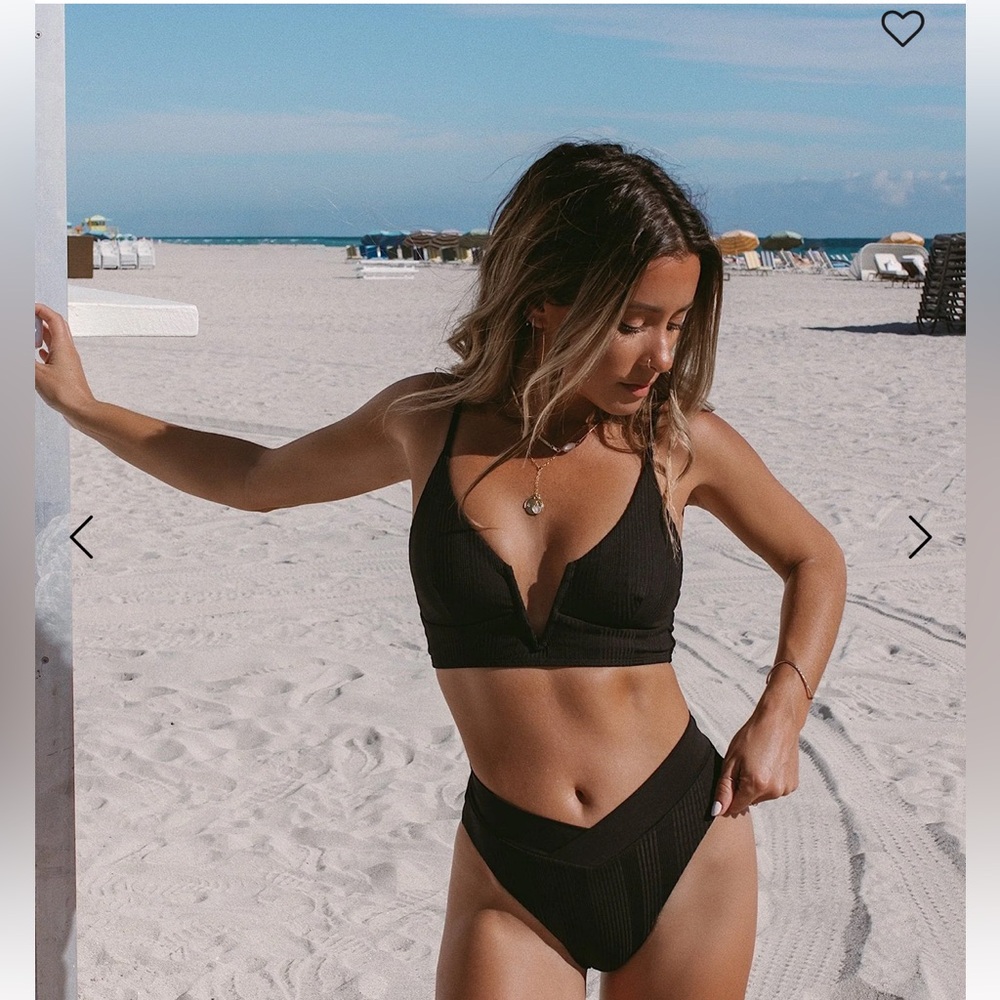 l space pointelle rib siren bikini top M bottom S
